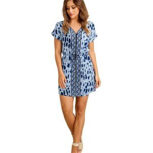 Alfani Dress Animal Print V Neck Short Sleeve Women's Woman's Size Small